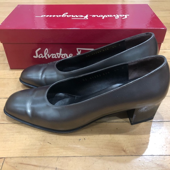 Ferragamo Bronze Block Heels - Picture 3 of 8